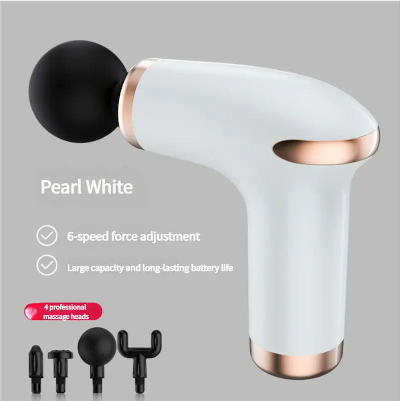 Classic White Massage Gun - 6-Speed Deep Tissue Massager with 4 Professional Massage Heads Wholesale Hub