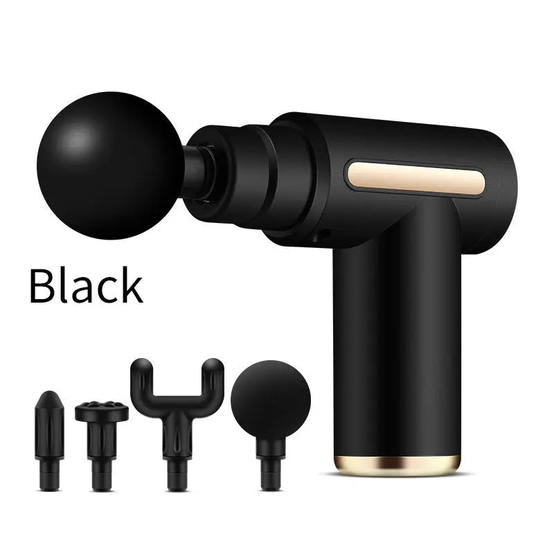 Compact Black Massage Gun - Deep Tissue Muscle Massager with 4 Interchangeable Heads Wholesale Hub