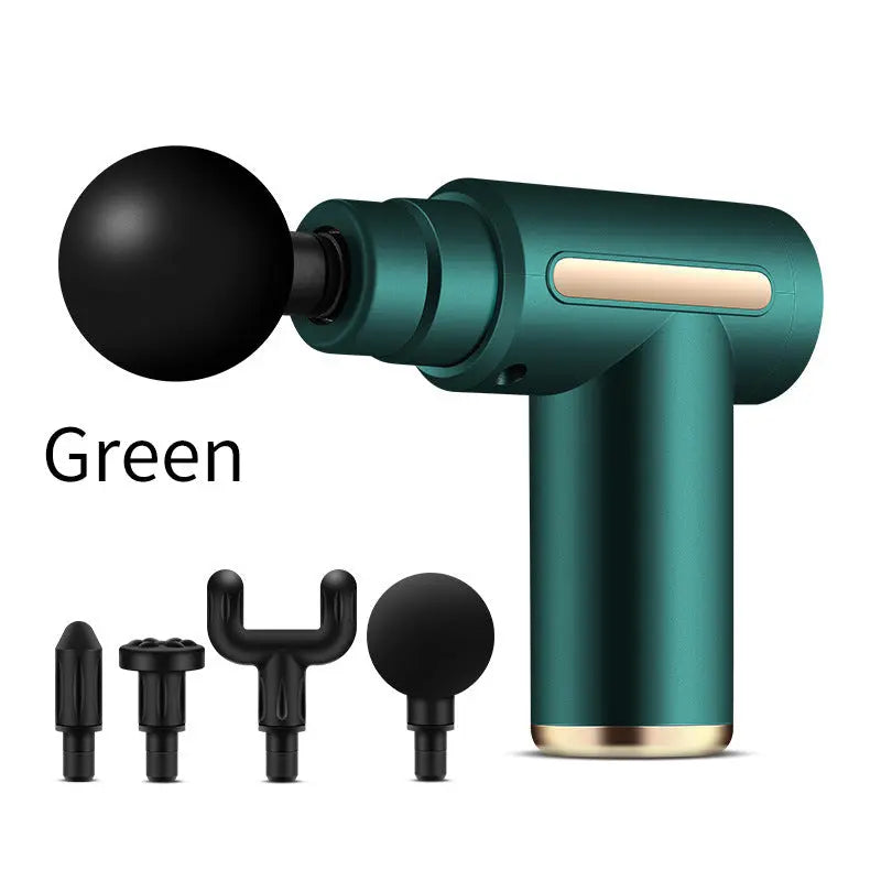 Compact Green Massage Gun - Deep Tissue Muscle Massager with 4 Interchangeable Heads Wholesale Hub