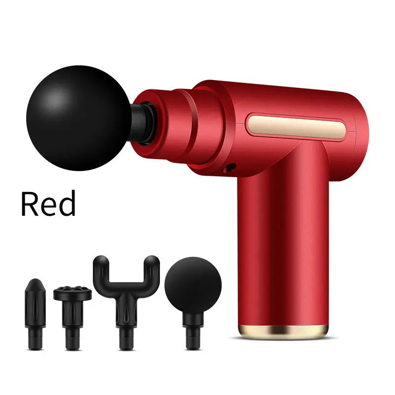 Compact Red Massage Gun - Deep Tissue Muscle Massager with 4 Interchangeable Heads Wholesale Hub