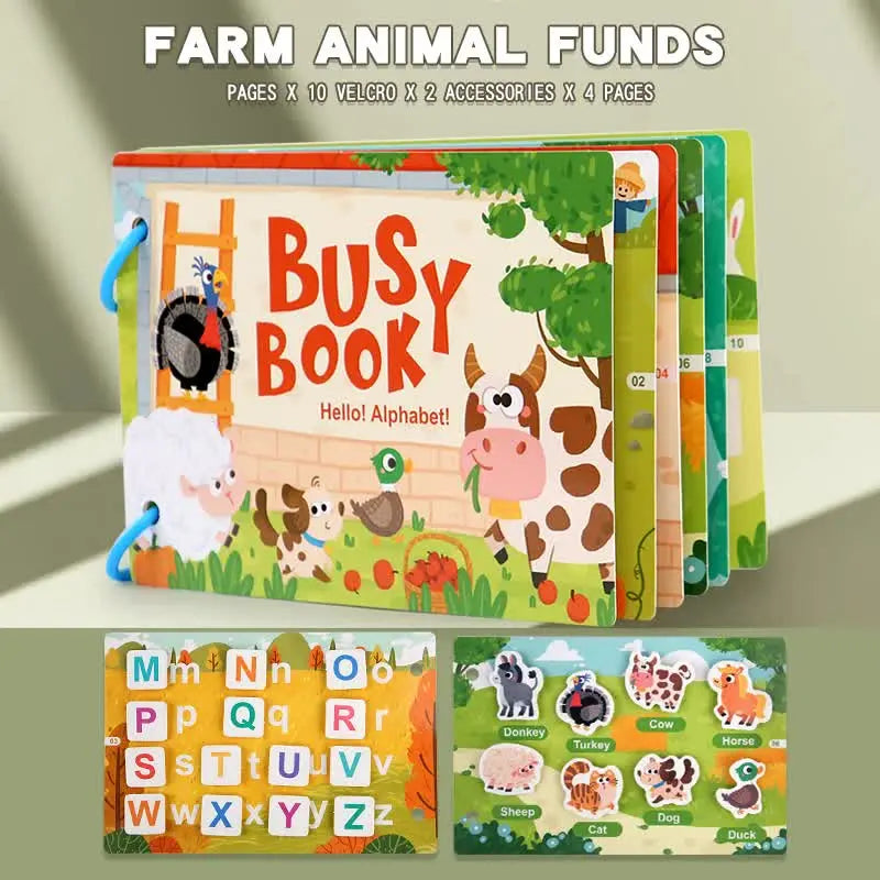 Themed Busy Book Set - Educational Activity Books for Preschool Learning (Farm, Vehicles, Dinosaurs, Ocean, and Forest,5 books in total) Wholesale Hub