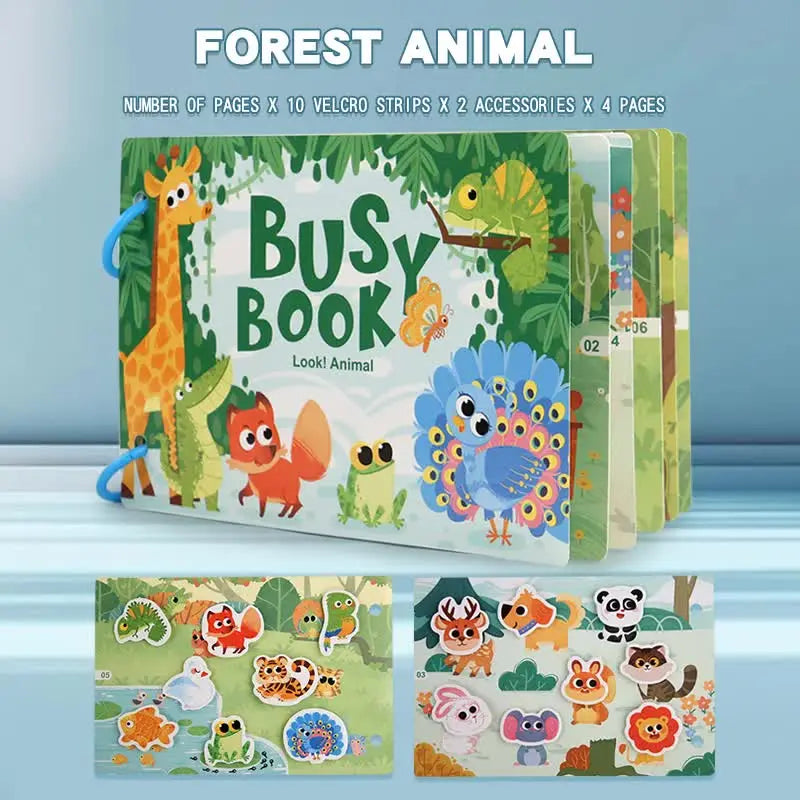 Themed Busy Book Set - Educational Activity Books for Preschool Learning (Farm, Vehicles, Dinosaurs, Ocean, and Forest,5 books in total) Wholesale Hub
