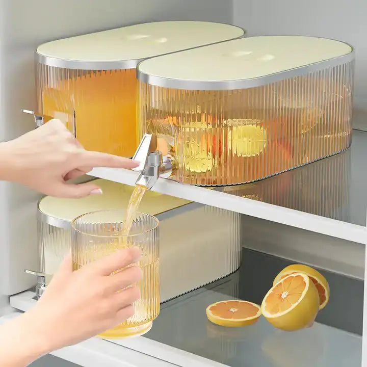Cream White Refrigerator Cold Water Dispenser - 5.3L Fruit Tea Jug with Tap for Home Beverages Wholesale Hub