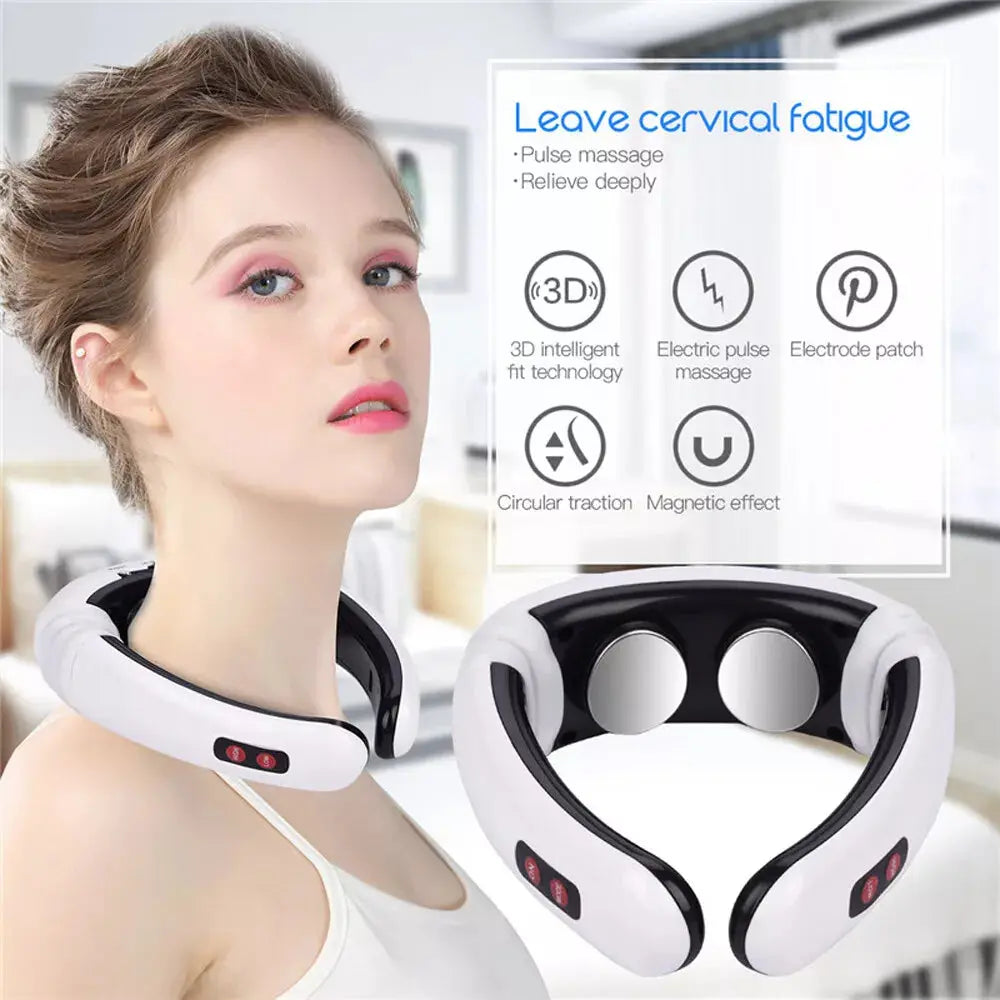 Neck Massager with Pulse Therapy - Intelligent Cervical Massage Device for Pain Relief and Relaxation Wholesale Hub