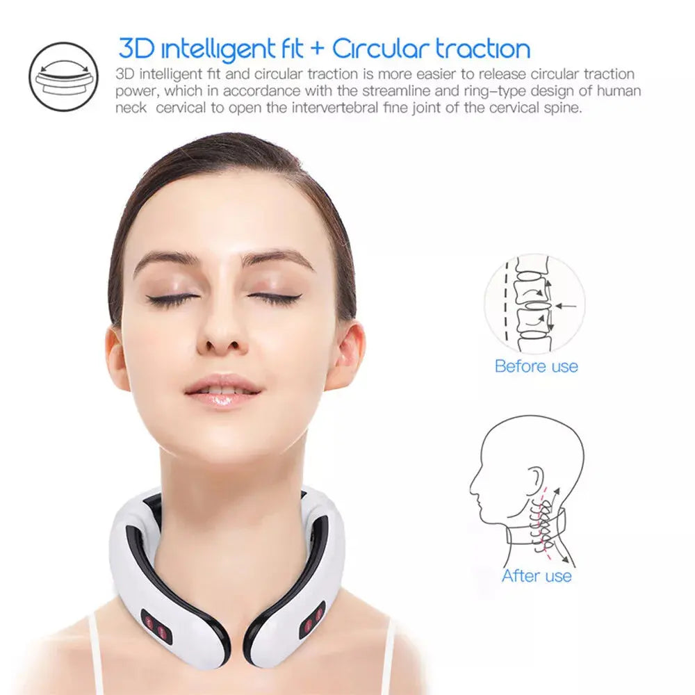 Neck Massager with Pulse Therapy - Intelligent Cervical Massage Device for Pain Relief and Relaxation Wholesale Hub