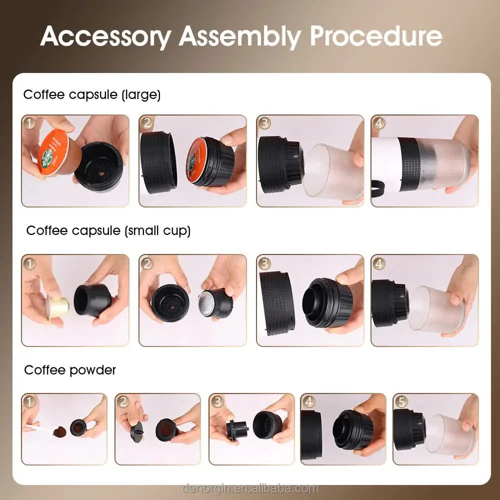 Black Portable Espresso Coffee Machine - Universal 3-in-1 Capsule, Coffee Powder, and Espresso Maker Wholesale Hub