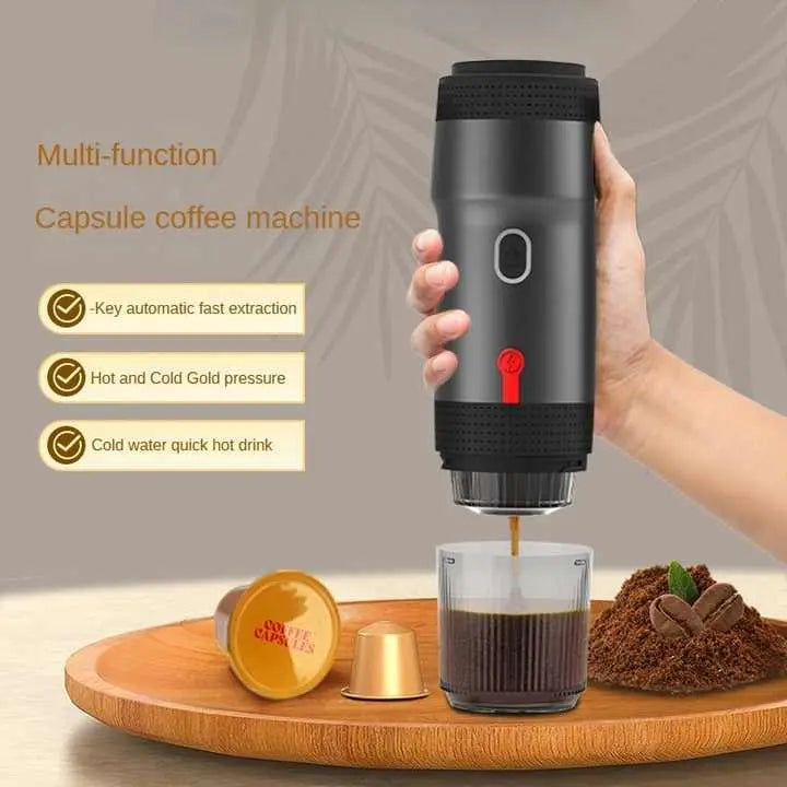 Black Portable Fully Automatic Espresso Coffee Machine - Universal 3-in-1 Capsule, Coffee Powder & Espresso Maker Wholesale Hub