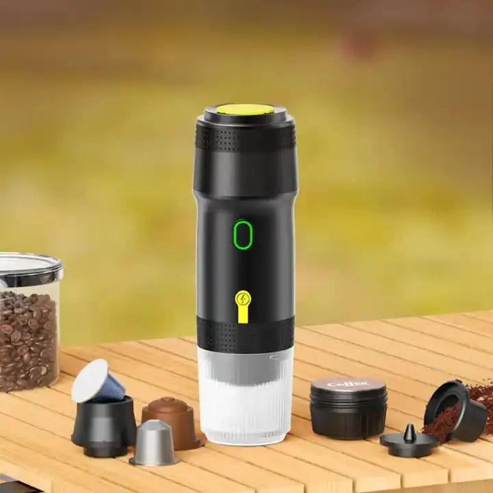 Black Portable Fully Automatic Espresso Coffee Machine - Universal 3-in-1 Capsule, Coffee Powder & Espresso Maker Wholesale Hub