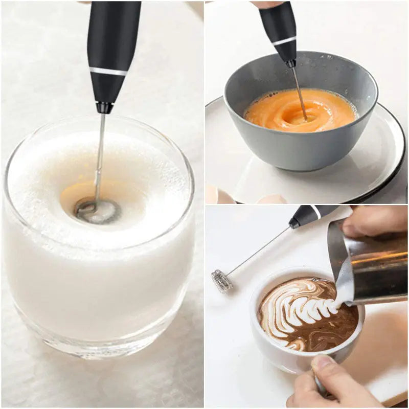 Black 304 Stainless Steel 3-Speed Handheld Electric Milk Frother, Egg Beater, Paint Mixer, and Milk Powder Blender Wholesale Hub