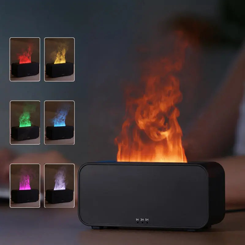 Black Timing Simulation Aroma Diffuser Usb Household Flame Humidifier Aromatherapy Machine Spray Air Flame Humidifier Diffuser Wholesale Hub