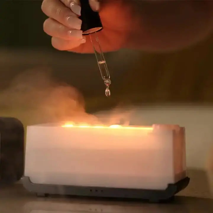 Black Timing Simulation Aroma Diffuser Usb Household Flame Humidifier Aromatherapy Machine Spray Air Flame Humidifier Diffuser Wholesale Hub