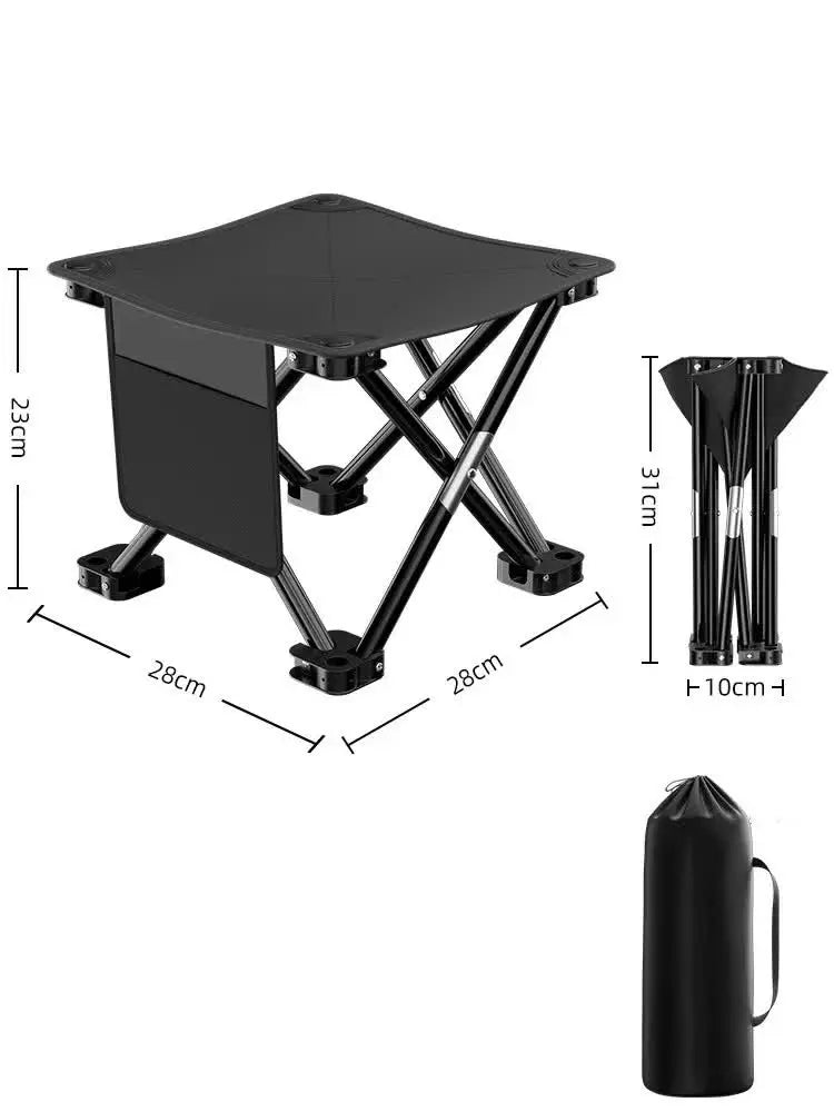 23*28cm Black Outdoor Folding Stool - Lightweight Portable Picnic Chair, Fishing Chair, Camping Seat, and Collapsible Bench for Outdoor Activities Wholesale Hub
