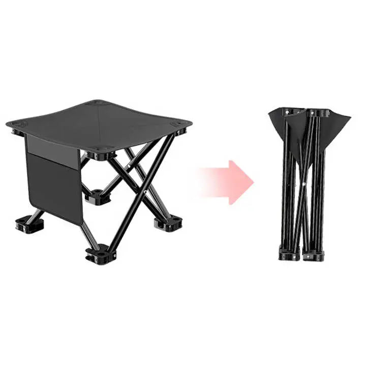 23*28cm Black Outdoor Folding Stool - Lightweight Portable Picnic Chair, Fishing Chair, Camping Seat, and Collapsible Bench for Outdoor Activities Wholesale Hub