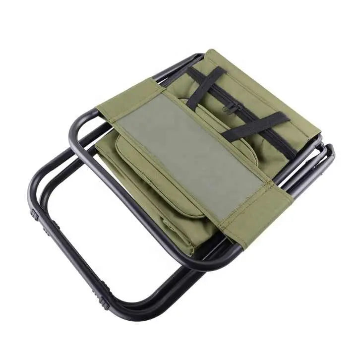 Green Portable 3-in-1 Folding Camping Chair with Storage Bag, Backrest, and Insulated Cooler for Outdoor Fishing, Hiking, and Picnics Wholesale Hub
