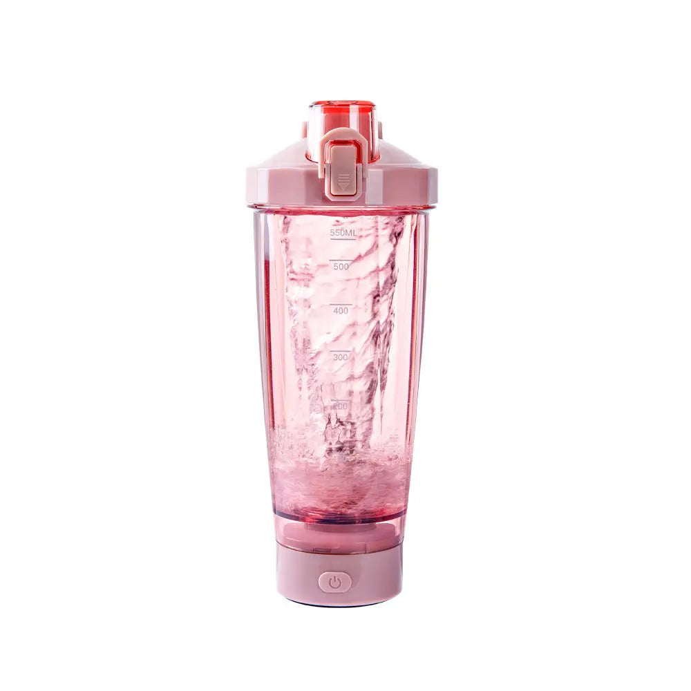 Pink Portable Electric Shaker Bottle without LED Light, 550ml Sports Protein Mixer Cup for Gym and Travel Wholesale Hub