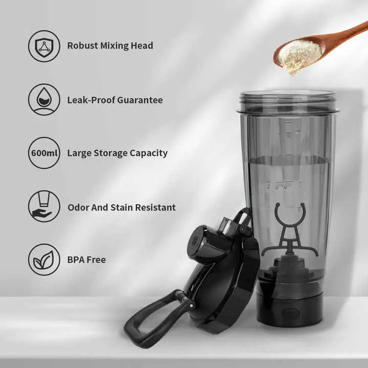 Pink Portable Electric Shaker Bottle without LED Light, 550ml Sports Protein Mixer Cup for Gym and Travel Wholesale Hub