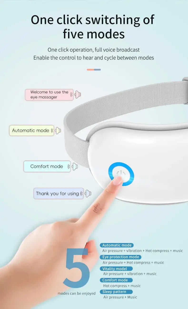 Pink Air Compression Eye Massager, Heated Eye Massager with Vibration & Bluetooth Music, Portable Eye Care Device Wholesale Hub