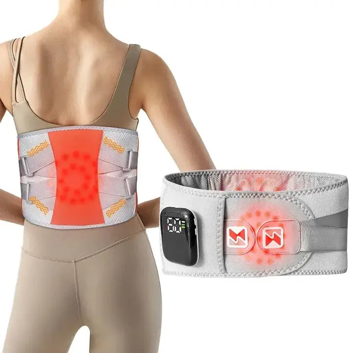 Grey And Orange Wireless Heated Waist Massager with Lumbar Support – Smart Back Pain Relief Device Wholesale Hub