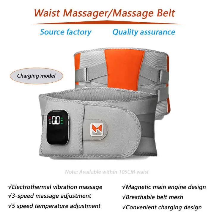 Dark Blue Wireless Heated Waist Massager with Lumbar Support - Smart Back Pain Relief Device Wholesale Hub