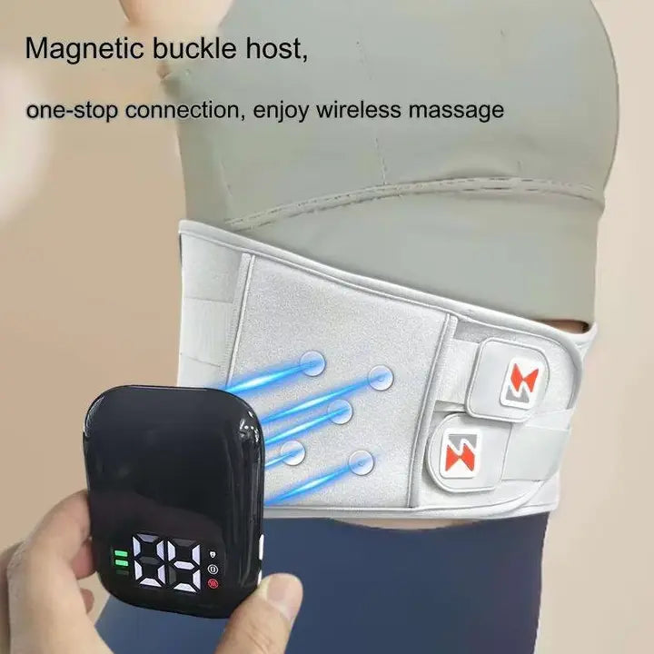 Dark Blue Wireless Heated Waist Massager with Lumbar Support - Smart Back Pain Relief Device Wholesale Hub