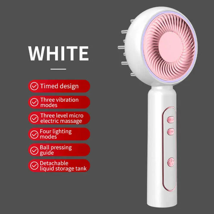 White Intelligent Scalp Massager Brush with Red Light Therapy - Hair Care, Volumizing, and Essence Applicator Wholesale Hub