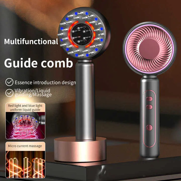 White Intelligent Scalp Massager Brush with Red Light Therapy - Hair Care, Volumizing, and Essence Applicator Wholesale Hub