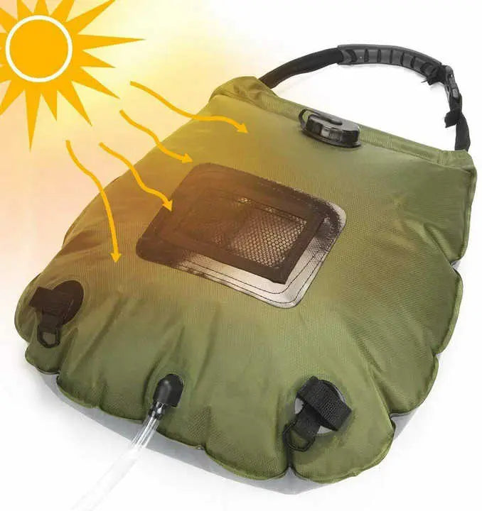 Green Portable Solar Camping Shower Bag, Foldable 20L Outdoor Water Storage Bag with Temperature Display for Easy Use Wholesale Hub