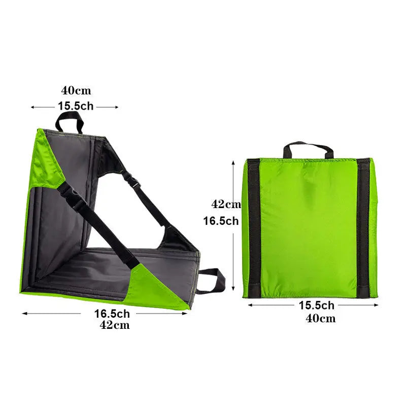 Green And Black Portable Outdoor Camping Seat Pad with Backrest, Foldable & Waterproof Concert Cushion, 600D Oxford Fabric, Ideal for Hiking & Picnics Wholesale Hub
