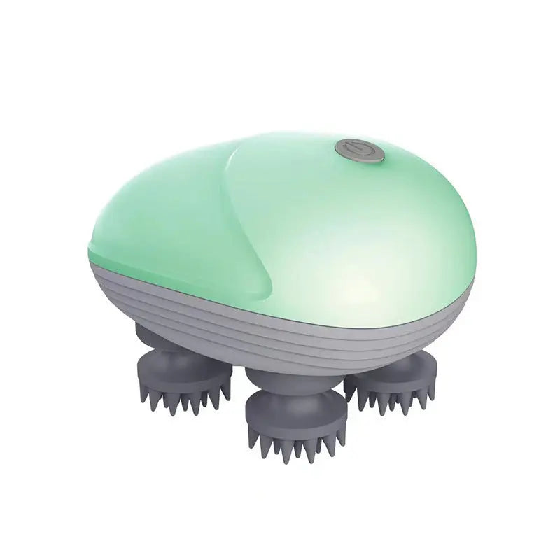 Green Mini Electric Head Massager - Portable 3D Massage Device, Waterproof, Multifunctional Relaxation & Pet Care, Rechargeable, 6 Techniques & 3 Modes, Compact Design Wholesale Hub