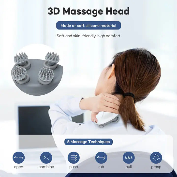 Green Mini Electric Head Massager - Portable 3D Massage Device, Waterproof, Multifunctional Relaxation & Pet Care, Rechargeable, 6 Techniques & 3 Modes, Compact Design Wholesale Hub