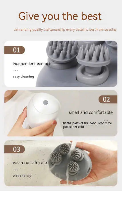 Green Mini Electric Head Massager - Portable 3D Massage Device, Waterproof, Multifunctional Relaxation & Pet Care, Rechargeable, 6 Techniques & 3 Modes, Compact Design Wholesale Hub