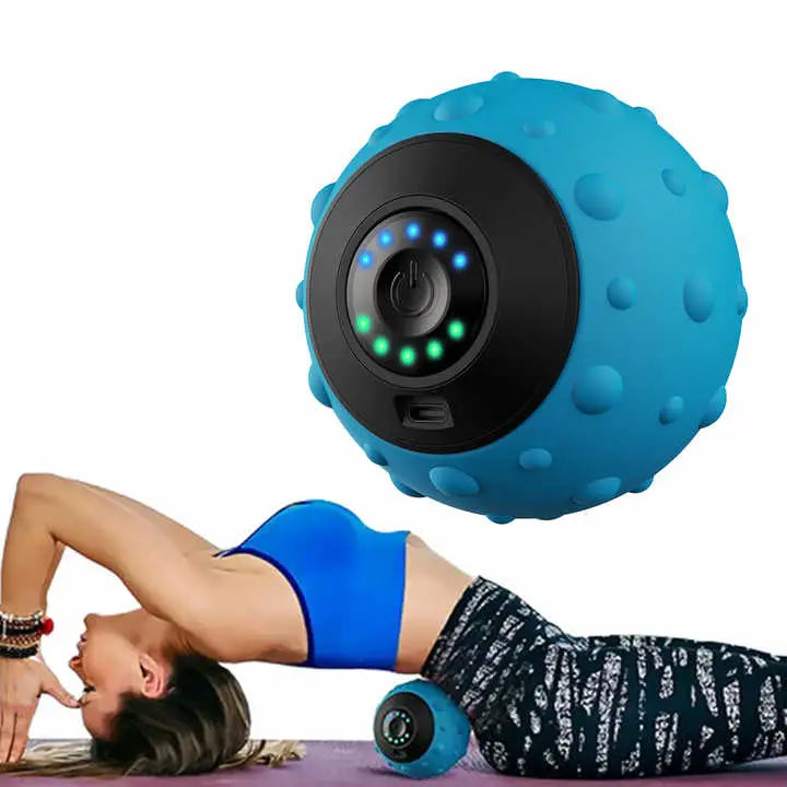 Blue Vibrating Massage Ball - Deep Tissue Muscle Relaxation & Recovery Tool - Portable Electric Massager with USB Rechargeable Design Wholesale Hub