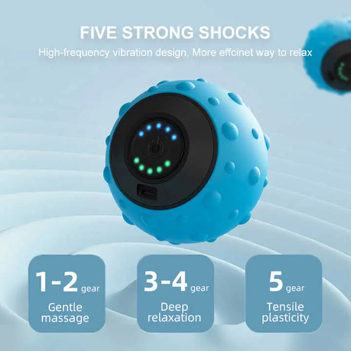 Blue Vibrating Massage Ball - Deep Tissue Muscle Relaxation & Recovery Tool - Portable Electric Massager with USB Rechargeable Design Wholesale Hub