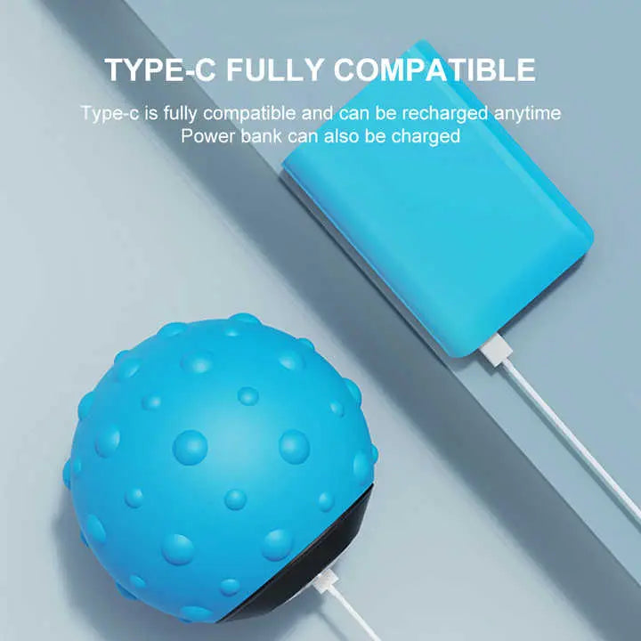 Blue Vibrating Massage Ball - Deep Tissue Muscle Relaxation & Recovery Tool - Portable Electric Massager with USB Rechargeable Design Wholesale Hub