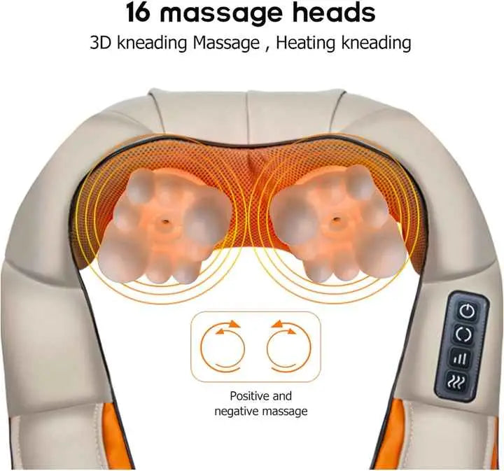 Blue Portable Kneading Neck and Shoulder Massager with Heat - Four-Button Design, USB Charging Wholesale Hub