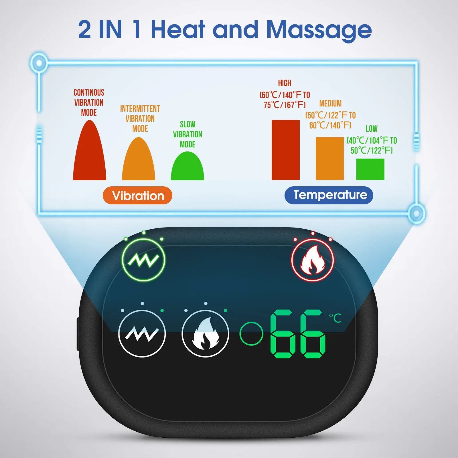 Gray Rechargeable Heated Shoulder Massager with LED Display - Adjustable Compression Wrap for Pain Relief and Relaxation Wholesale Hub