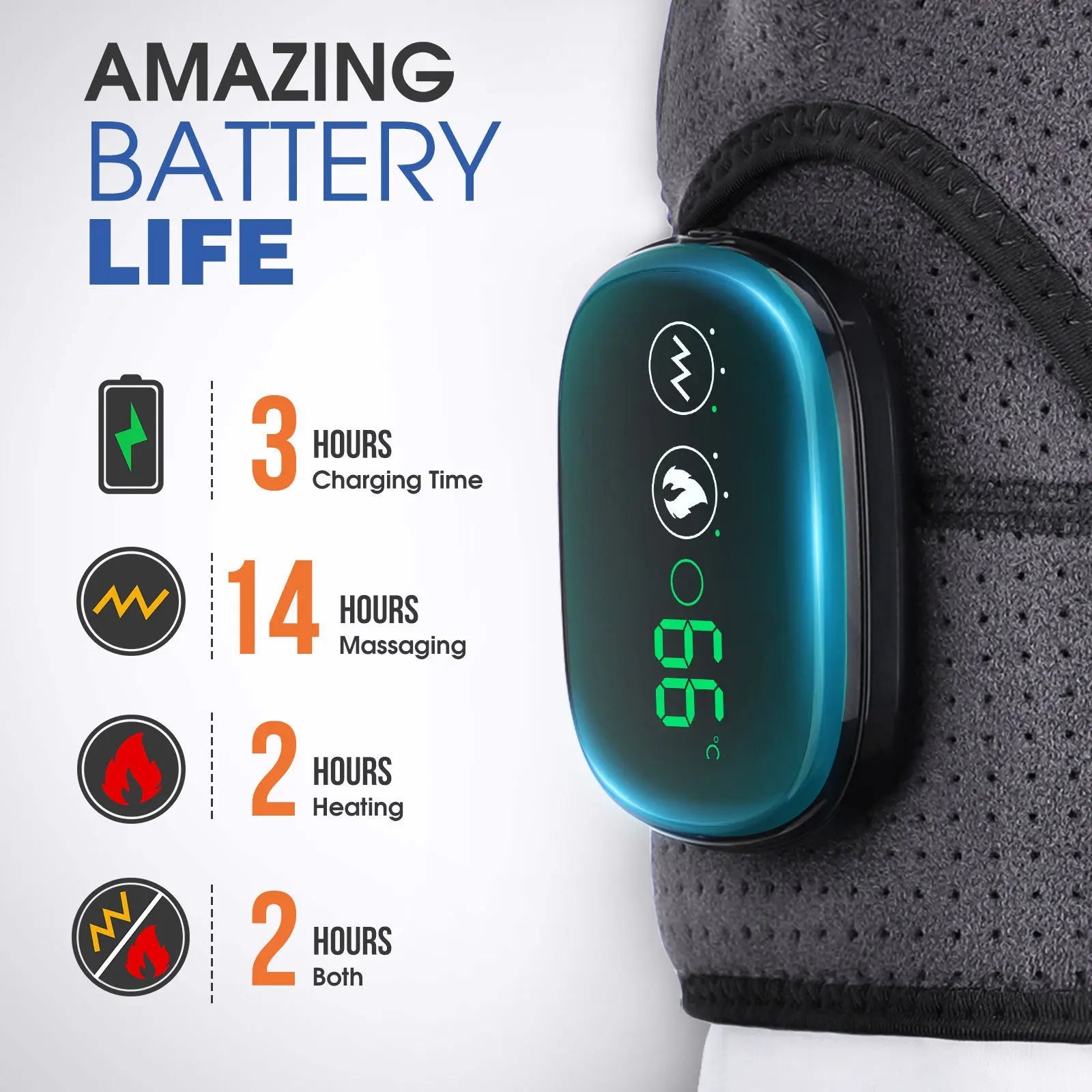 Black Rechargeable Heated Shoulder Massager with LED Display - Adjustable Compression Wrap for Pain Relief and Relaxation Wholesale Hub