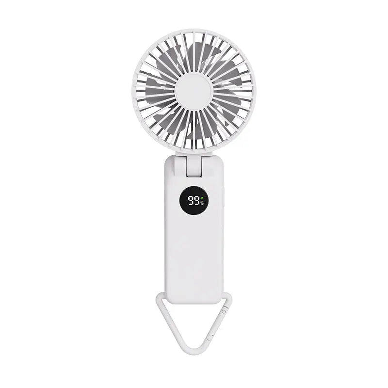 White Portable Handheld Fan with 2000mAh Battery - 3-in-1 Design for Desk, Handheld, and Hanging Use (Model Q3) Wholesale Hub
