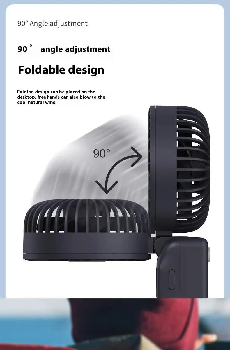 White Portable Handheld Fan with 2000mAh Battery - 3-in-1 Design for Desk, Handheld, and Hanging Use (Model Q3) Wholesale Hub
