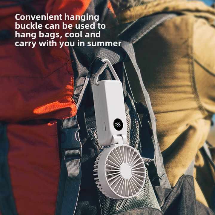 White Portable Handheld Fan with 2000mAh Battery - 3-in-1 Design for Desk, Handheld, and Hanging Use (Model Q3) Wholesale Hub