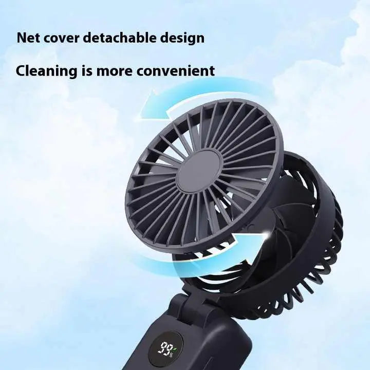 White Portable Handheld Fan with 2000mAh Battery - 3-in-1 Design for Desk, Handheld, and Hanging Use (Model Q3) Wholesale Hub