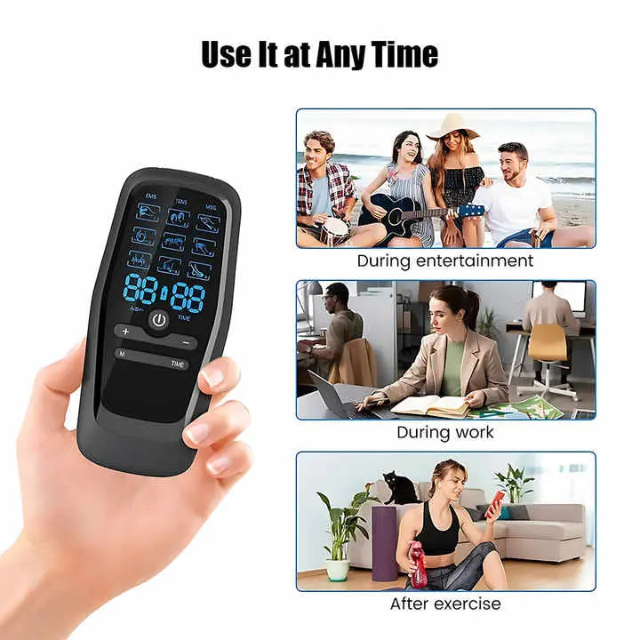 Dual Output EMS/TENS Massage Device with 9 Modes and Type-C Charging, (8 Adhesive Pads) Wholesale Hub