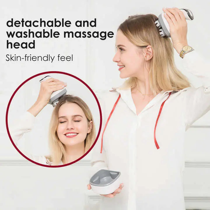 Blue Rechargeable Electric Scalp Massager with Adjustable Speeds and LED Therapy Wholesale Hub