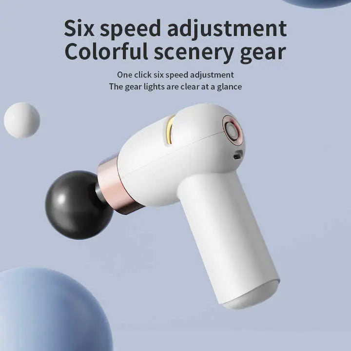 LC-005-White Portable Mini Massage Gun - Quiet Muscle Massager with 6 Speeds Wholesale Hub