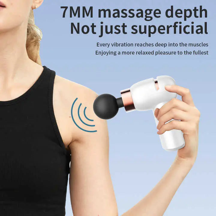 LC-005-White Portable Mini Massage Gun - Quiet Muscle Massager with 6 Speeds Wholesale Hub