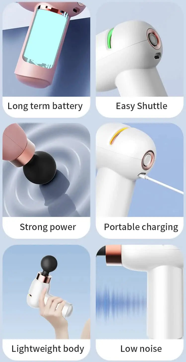 LC-005-White Portable Mini Massage Gun - Quiet Muscle Massager with 6 Speeds Wholesale Hub