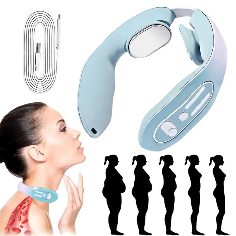 Gray 12-Level Intelligent Neck Massager with Heating Function - Pain Relief and Relaxation Wholesale Hub