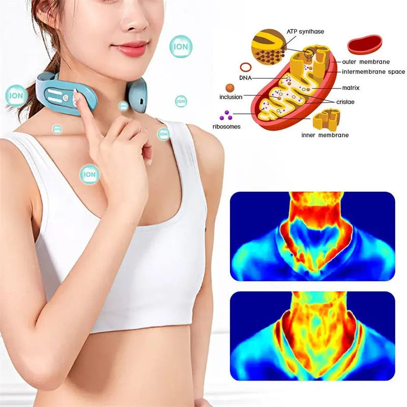 Gray 12-Level Intelligent Neck Massager with Heating Function - Pain Relief and Relaxation Wholesale Hub