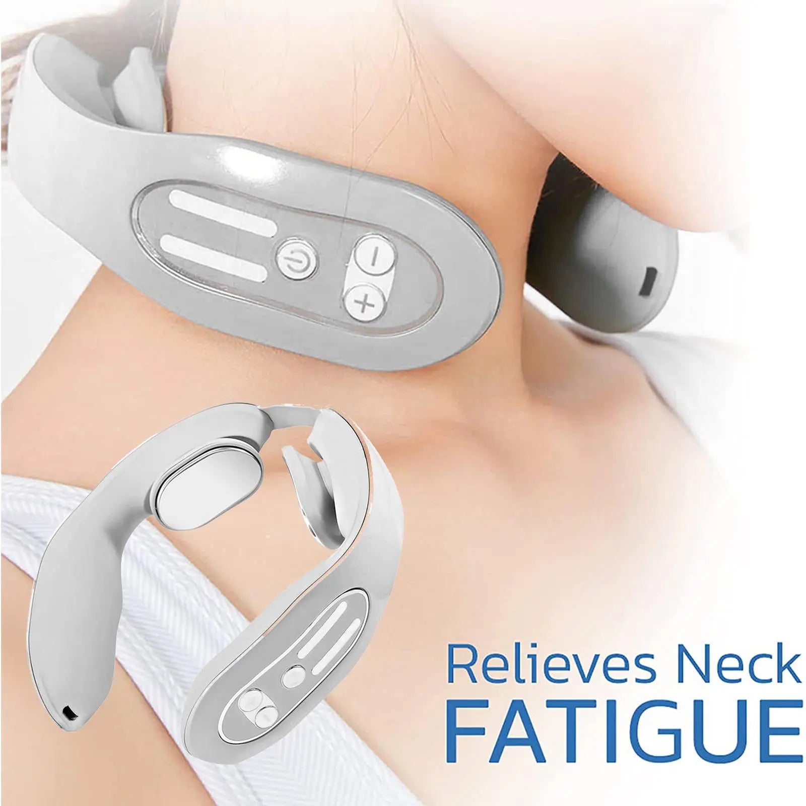 Gray 12-Level Intelligent Neck Massager with Heating Function - Pain Relief and Relaxation Wholesale Hub
