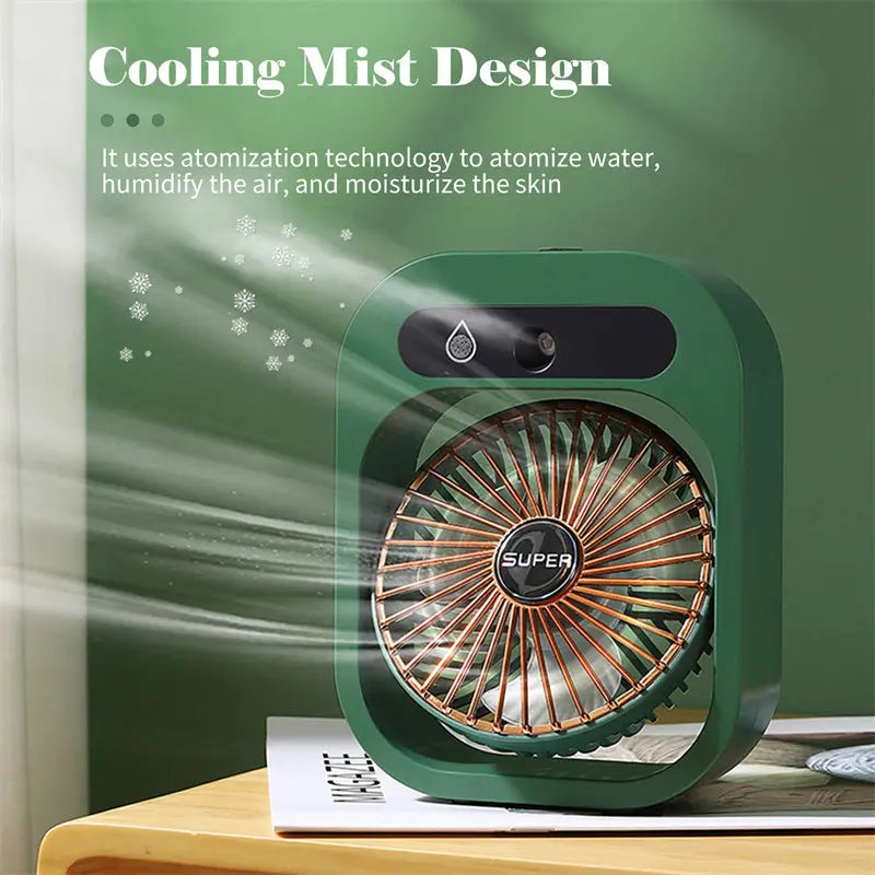 Portable USB Rechargeable Misting Fan – Compact Personal Fan with Cooling Spray - Green Colors Wholesale Hub